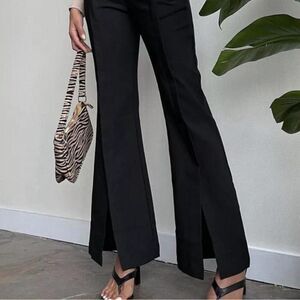 Princess Polly Black Split Hem Trousers Size 6
